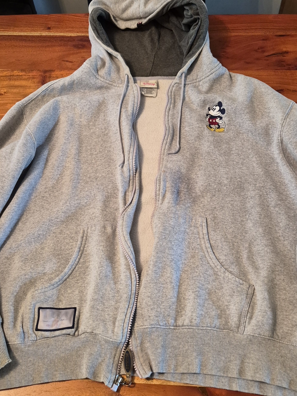 Disney Light Gray Mickey Mouse Zip-Up Hoodie Adult Medium